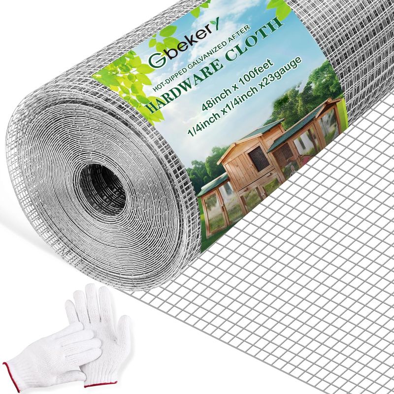 Photo 1 of Gbekery Hardware Cloth 1/4 inch 48in x 100ft 23 Gauge, Hot-dip Galvanized After Welding Chicken Wire Fence Roll Garden Plant Welded Metal Wire Fencing Roll, Rabbit Cages Snake Fence