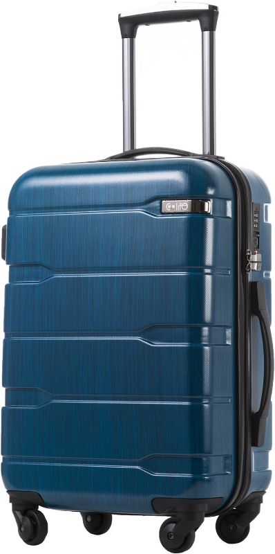 Photo 1 of Coolife Luggage Suitcase PC+ABS Spinner Built-In TSA lock 20in 24in 28in Carry on (Caribbean Blue., S(20in_carry on))
