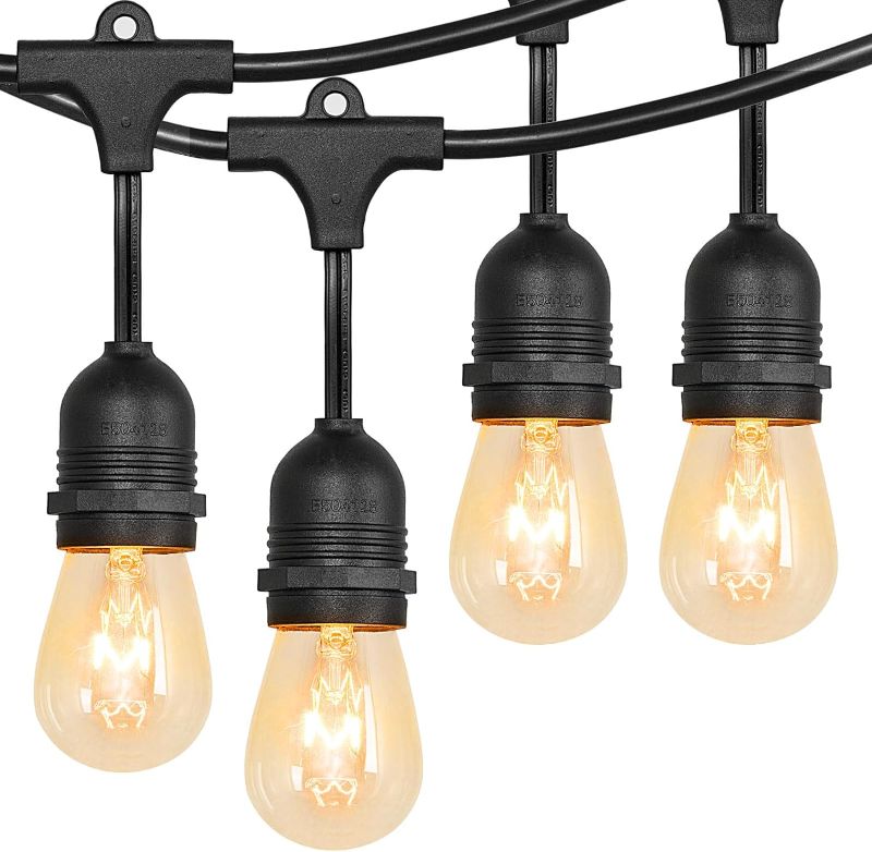 Photo 1 of Outdoor String Lights | Commercial Grade Weatherproof with String Lights,15 Edison Glass Bulbs(1 Spare),Perfect for Patio, Garden, Bistro | Durable & Decorative 48FT

