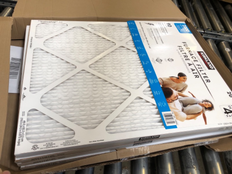Photo 1 of Kirkland Signature 20x25x1 Air Filter (4-Pack) Electrostatic Pleated Air Conditioner HVAC AC Furnace Filters for Allergies, Pollen, Mold, Bacteria, Smoke, Allergen, MPR 2200,Furnace Filter
