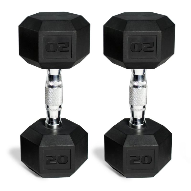 Photo 1 of Barbell 20 lb Pair of Coated Hex Dumbbells (Set of 2)
