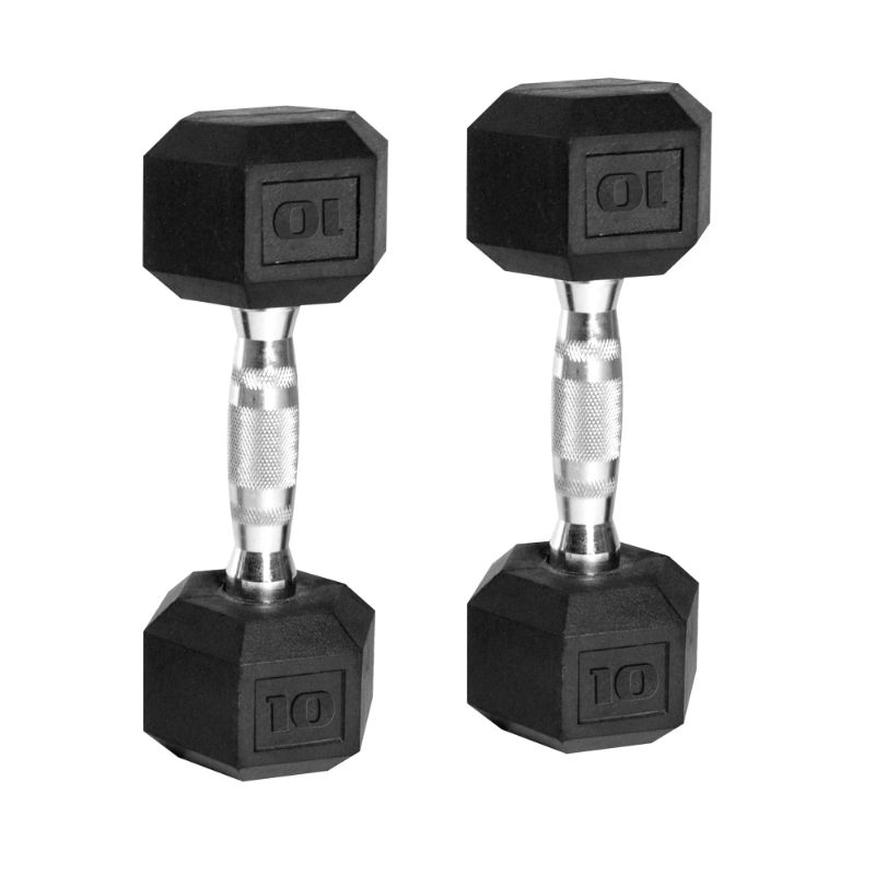 Photo 1 of  Barbell, 10lb Coated Rubber Hex Dumbbell, Pair
