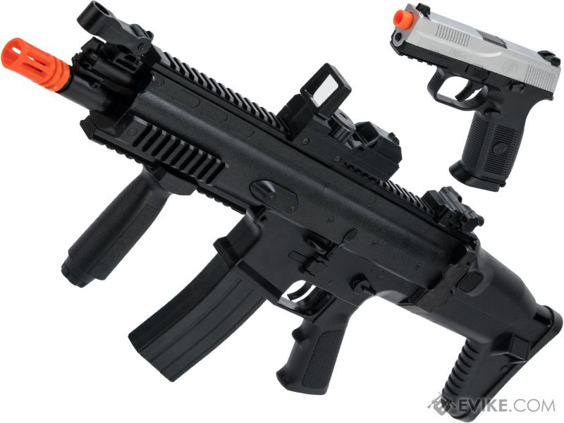 Photo 1 of FN Herstal Licensed SCAR-L Airsoft AEG and FNS-9 Pistol Starter Kit by Cybergun (Model: Black)
