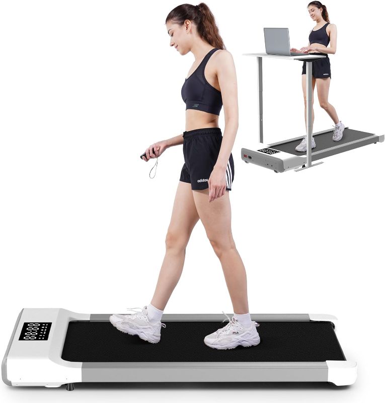 Photo 1 of Walking Pad, Under Desk Treadmill 2 in 1 for Home/Office with Remote Control, Walking Treadmill, Portable Treadmill in LED Display Bright White