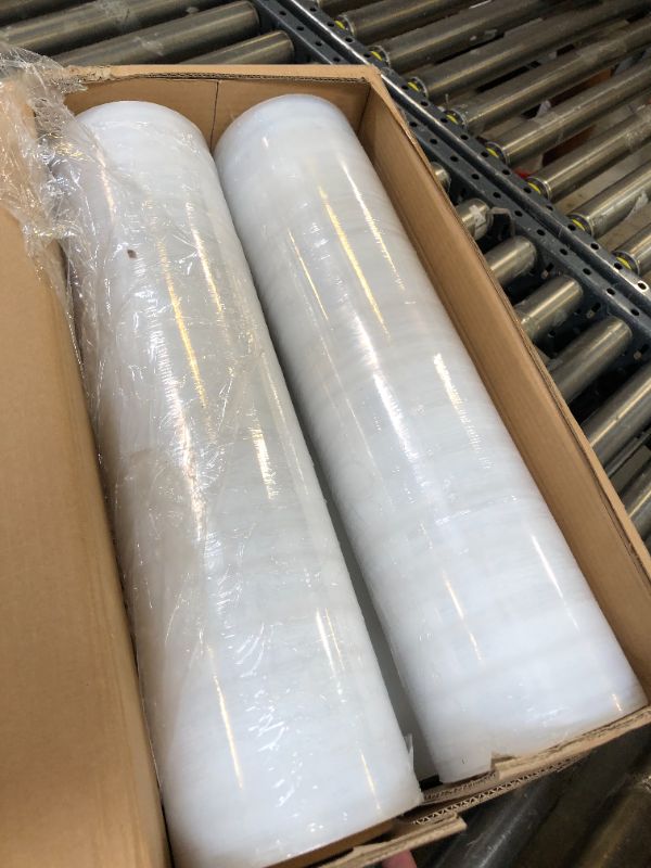 Photo 2 of ACYPAPER, 18" Stretch Film/Wrap 1500 feet 80 Gauge Industrial Strength, up to 800% Stretch 20 Microns Clear Cling Durable Adhering Packing Moving Packaging Heavy Duty Shrink Film (4 Rolls/Box)