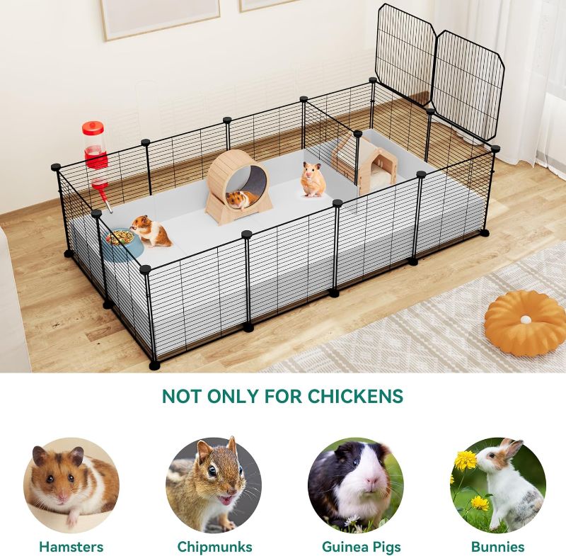 Photo 1 of YITAHOME Indoor Small Animal Cage Playpen, Rabbit Guinea Pig Cage Playpen with Waterproof Plastic Liner, Metal Playpen for Bunny, Chinchilla and Hamster, Habitat Fence with DIY 24PCS Pannels