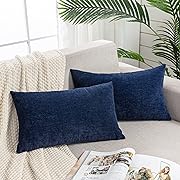 Photo 1 of 
Lumbar Support Pillow Decorative Rectangle Throw Pillow Covers 12"x20" Inch Set of 2,Super soft Chenille Fall Pillowcase for Living Room Bedroom Sofa Couch Cushion Cover Navy Blue 30x50cm (No Insert)Lumbar Support Pillow Decorative Rectangle Throw Pillow
