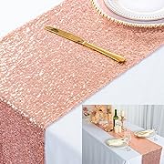 Photo 1 of    ShinyBeauty Rose Gold Sequin Table Runner 12''x108 Table Runner for Party Rose Gold Wedding Table Runner Glitter