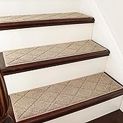 Photo 1 of COSY HOMEER Edging Stair Treads Non-Slip Carpet Mat 28inX9in Indoor Stair Runners for Wooden Steps, Edging Stair Rugs for Kids and Dogs, 100% Polyester TPE Backing (15pc, Beige)COSY HOMEER Edging Stair Treads Non-Slip Carpet Mat 28inX9in Indoor Stair Runn
