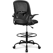 Photo 1 of Primy Drafting Chair Tall Office Chair with Flip-up Armrests Executive Ergonomic Computer Standing Desk Chair with Lumbar Support and Adjustable Footrest Ring (Black)