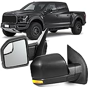 Photo 1 of OCPTY Tow Mirrors Power Heated Left Driver Right Passenger Side Towing Mirrors Fit for 2015-2019 for F150 Pickup Truck with Turn Signal Light with Black Housing Manual Folding