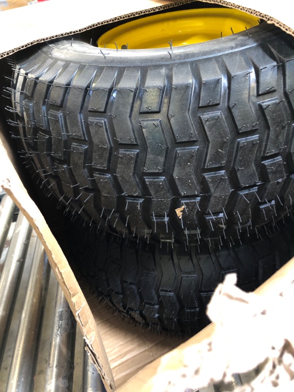 Photo 2 of 2PCS 20x10.00-8 Lawn Mower Tires with Rim,20x10.00-8nhs Tires for Lawn Garden Tractors,3.5" Offset Hub,3/4" Bushing with 3/16" Keyway,4 Ply Tubeless,1190lbs Capacity