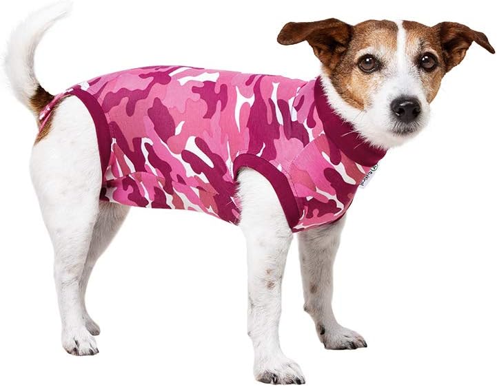 Photo 1 of Suitical Recovery Suit for Dogs | Spay and Neutering Dog Surgery Recovery Suit for Male or Female | Soft Fabric for Skin Conditions | 2XS | Neck to Tail 13.0”-16.5” | Pink Camouflage
