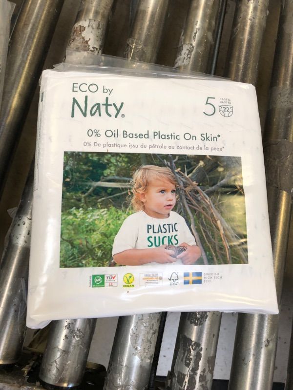 Photo 1 of Eco by Naty Eco-Friendly Baby Diapers - 100% Plant-Based Materials on Skin, Soft, for Sensitive Skin & Super Absorbent (Size 5, 22Count)
