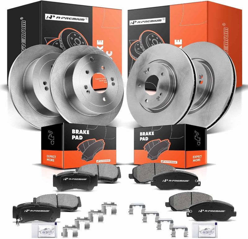 Photo 1 of A-Premium Front Vented & Rear Solid Disc Brake Rotors Ceramic Pads Kit Compatible with Hyundai Models - Santa Fe 2007 2008 2009 2.7L 3.3L, 12-PC Set
