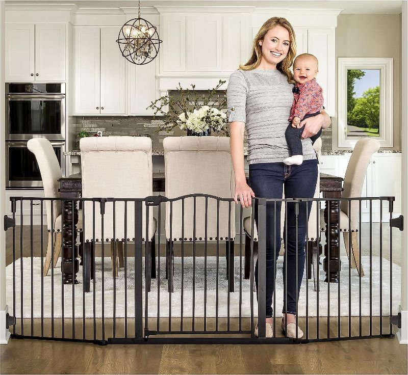 Photo 1 of Regalo Deluxe Home Accents Widespan Safety Gate, 74.5" W x 28" H, Includes 4 Wall Mounts , Black
