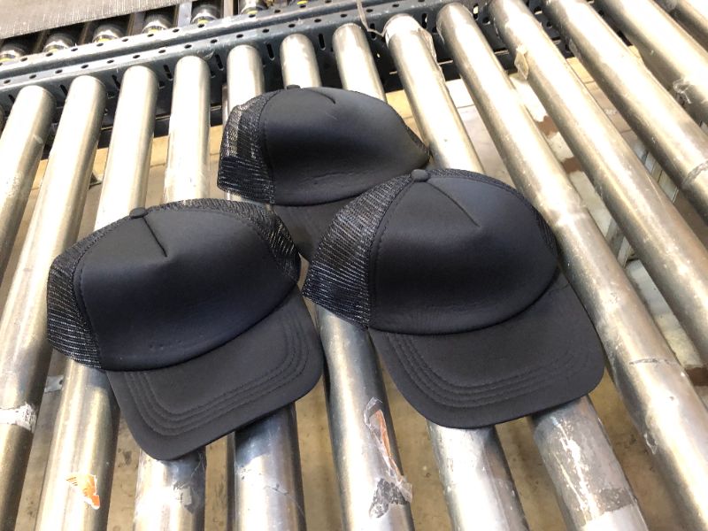Photo 1 of 3 Pcs Unisex Sublimation Blank Mesh Baseball Cap Adjustable Mesh Black Trucker Hat Bulk Plain Sublimation Hats Blank Hats 