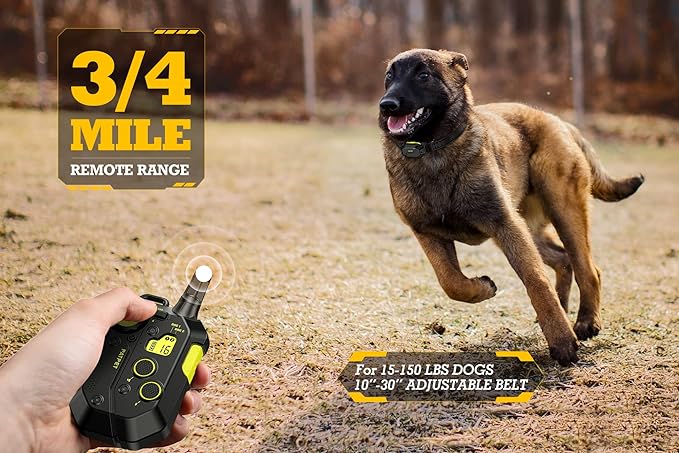 Photo 1 of PATPET Shock Collar for Medium Large Dog(15-150lbs) - 3/4 Mile Range E Collar, Dog Training Collar with Remote