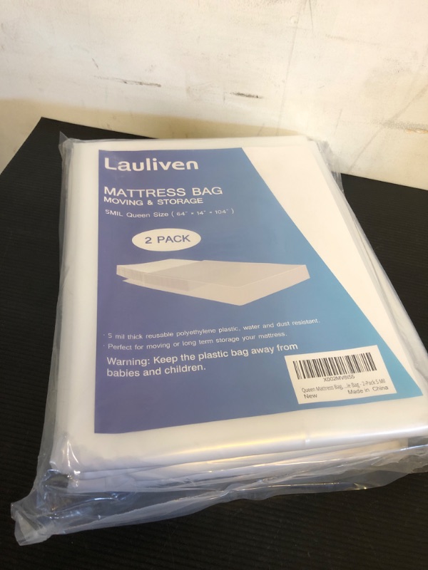 Photo 2 of 2-Pack Mattress Bag for Moving - Queen Size Mattress Storage Bag - 5 Mil Heavy Duty - Extra Thick Mattress Cover Protection - 60 x 104 Inch 3 - Queen