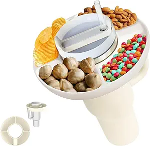 Photo 1 of Everyday Essential Snack Bowl for Stanley Stainless Steel 40 oz Tumbler with Handle,Silicone Snack Tray,40oz Compatible,Snack Ring,New Year Gift,Stanley Cup Quencher Accessories(Milky White)