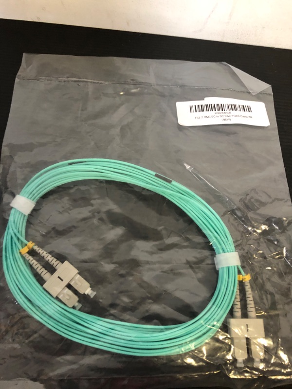 Photo 2 of NewYork Cables Fiber Patch Cable | SC to SC Multimode Duplex OM3 50/125 Jumper Cord | 7M (22.96ft) 40gb Fiber Optic Cable (Aqua)