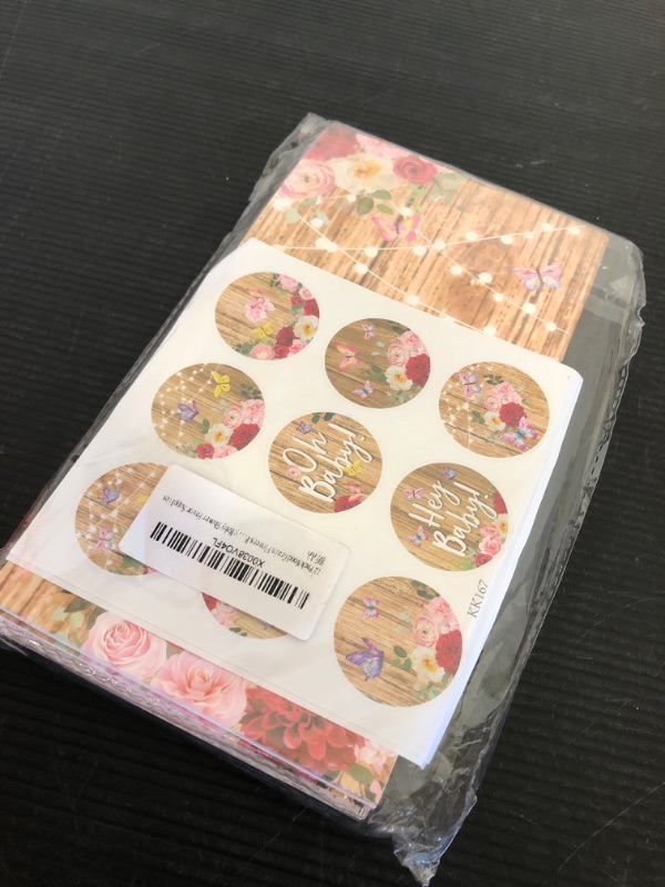 Photo 2 of 12 Pack Wood Grain Flowers Pattern Party Favor Bags Lace Rustic Floral Party Decorations Oh Baby Party Bag with Stickers for Birthday Party Baby Shower Favor Supplies