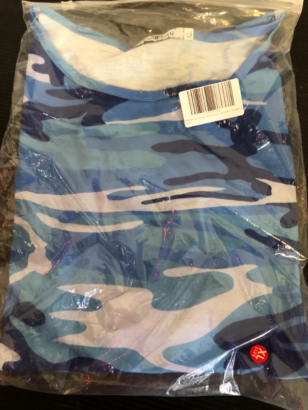 Photo 2 of Size XL--Camo Crop Tops Women Short Tees Camouflage Print Short Sleeves Tshirt 1X Blue