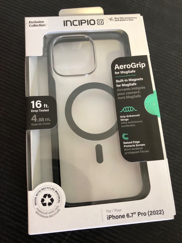 Photo 2 of Incipio AeroGrip for MagSafe Phone case, Slim, Form-Fitting and unbelievably Protective - Black/Clear (IPH-2023-BLKC-V)