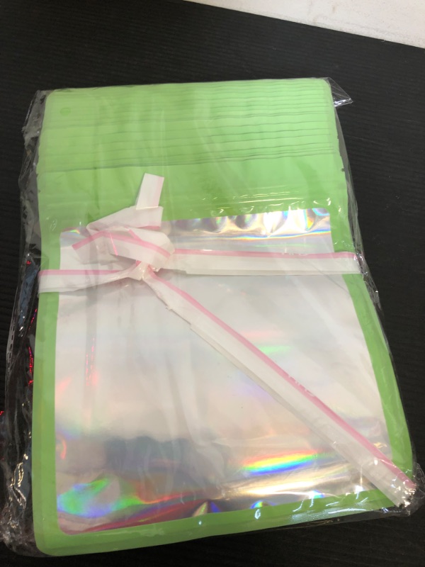 Photo 2 of 100-pack 6×6 inch mylar bags with clear window holographic resealable sealable packaging zip bag for small bussiness jewelry candy sample food packing supplies  6×6 inch 