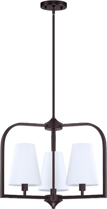 Photo 1 of 3 Light Modern Kitchen Island 20" Metal Pendant Light Off White Durm Shade Oil Rubbed Bronze Finish Pendant Lamp Farmhouse Hanging Light Fixture for Over Sink Living Room Dining Room Bedside

