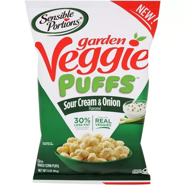 Photo 1 of Sensible Portions Sour Cream & Onion Garden Veggie Puffs - Case of 6 - 3 oz. Best By June 17 2024
