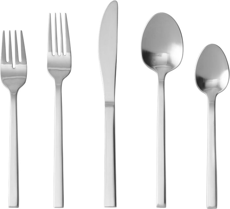 Photo 1 of Fortessa Arezzo 18/10 Stainless Steel Flatware, 20 Piece Place Setting, Service for 4, Polished Stainless - 5PPS-165-20PC
