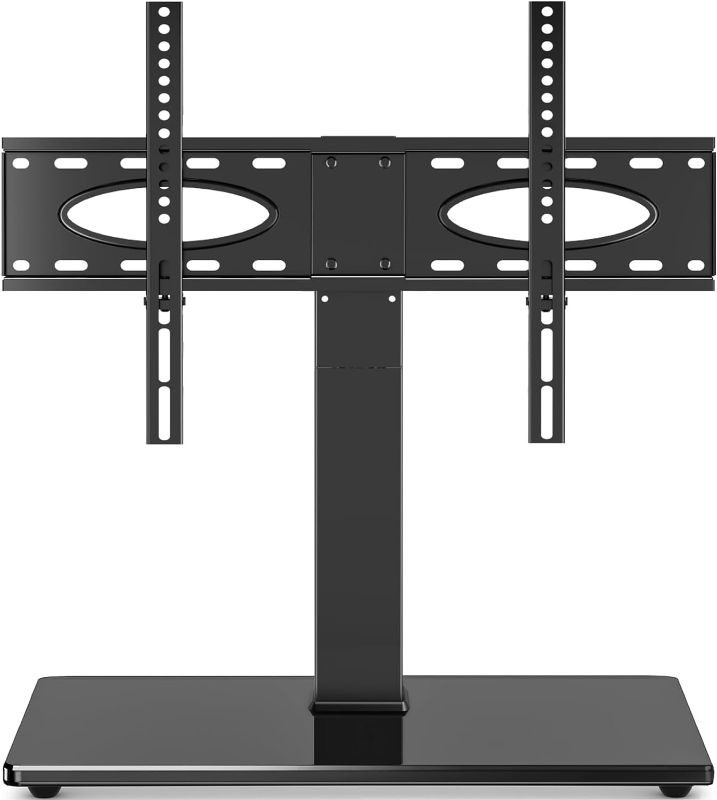 Photo 1 of TAVR Ultra Strong Universal Swivel TV Stand Base for 37-75 Inch TVs Hold up to 110 lbs, Heavy Duty Height Adjustable Table Top TV Mount Stand with Tempered Glass Base, Max VESA 600x400mm, Black
