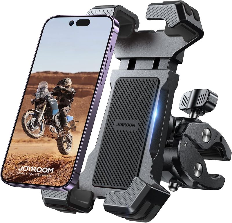 Photo 1 of JOYROOM Motorcycle Phone Mount, [Fastest Visualize Lock][150mph Wind Anti-Shake] Bike Phone Holder with Easy Install Handlebar Clamp, fits for Bicycle Scooter ATV/UTV, Fit for iPhone & All Phones
