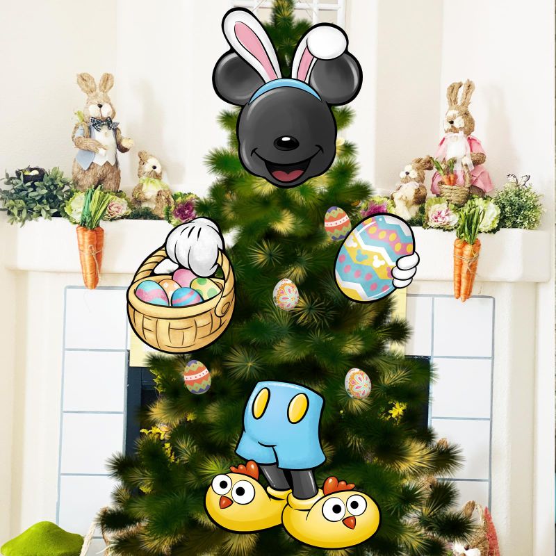 Photo 1 of AUIRRE CARTOON MOUSE BUNNY EASTER TREE TOPPER HEAD ARMS AND LEGS, RABBIT EARS EGGS BASKET DECORATIVE TREE ORNAMENTS DECOR, CHICKEN SHOES INDOOR HOME DECORATIONS PARTY SUPPLIES EASTER MOUSE
