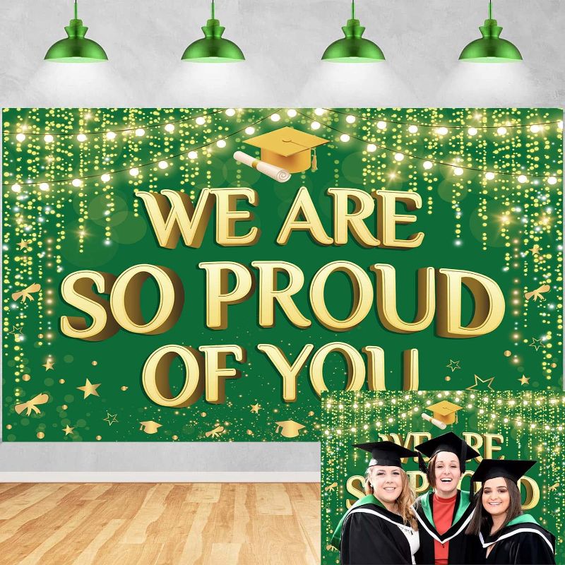 Photo 1 of WE ARE SO PROUD OF YOU BACKDROP CONGRATS 2024 GRADUATES GRADUATION PHOTOGRAPHY BACKGROUND RED GOLD GRAD CLASS COMMENCEMENT PARTY DECORATIONS SUPPLIES 6X4FT(70X40INCH)
