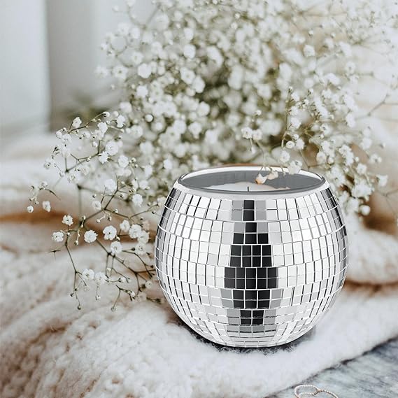 Photo 1 of Disco Ball Silver Votive Candle Holder,Glass Mirror Candle Holder Disco Ball Candle Holder Disco Ball Candle Vase Can Be Used for Dining Table,Party Disco Ball Decoration