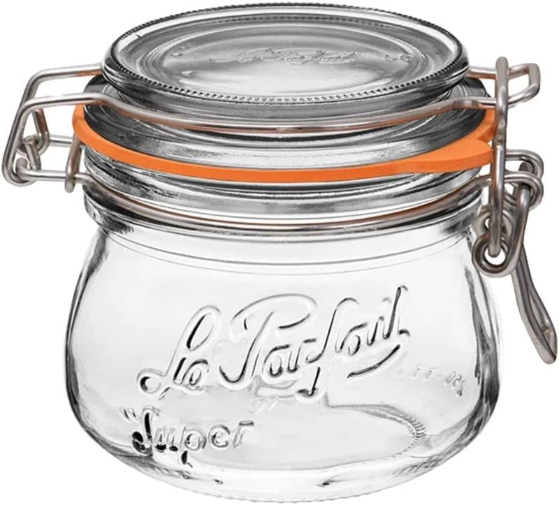 Photo 1 of Le Parfait Super Jar - 250ml French Glass Canning Jar w/Round Body, Airtight Rubber Seal & Glass Lid (8oz/Half Pint, Single Jar)
