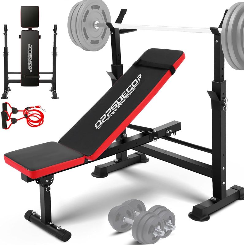 Photo 1 of OPPSDECOR 600lbs 6 in 1 Weight Bench Set with Squat Rack Adjustable Workout Bench with Leg Developer Preacher Curl Rack Fitness Strength Training for Home Gym

