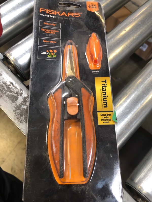 Photo 1 of Fiskars Micro-Tip Pruning Snips - 6" Garden Shears with Sharp Precision-Ground Non-Stick Coated Stainless Steel Blade - Gardening Tool Scissors with SoftGrip Handle, Black/Orange
