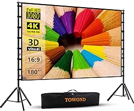 Photo 1 of Projector Screen and Stand,TOWOND 180 inch Outdoor Projection Screen, Portable 16:9 4K HD Rear Front Movie Screen with Carry Bag Wrinkle-Free Design for Theater Backyard Cinema https://a.co/d/i86hHIL