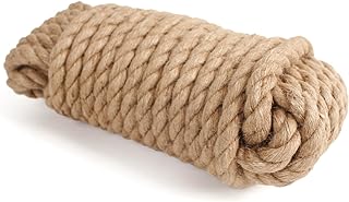 Photo 1 of RIEMEX Jute Rope Garden Twine String Indoor and Outdoor DIY Twisted Manila Rope Home Decor Crafts for Gardening Thick Rope Natural Nautical Nemp Strong Jute Rope (25, 1 inch) 25.0 Feet 1 inch