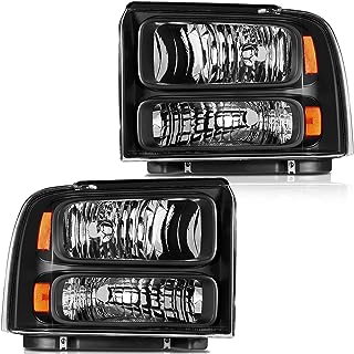 Photo 1 of LBRST Headlight Assembly For Ford For F250 For F350 For F450 For F550 Super Duty 2005 2006 2007 For Ford Excursion 2005 Black Housing Amber Reflector Clear Lens Driver and Passenger Side Headlamp https://a.co/d/9BGe2Uw