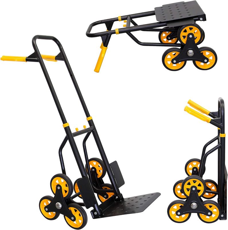 Photo 1 of Mount-It! Stair Climber Hand Truck and Dolly, 330 Lb Capacity Heavy-Duty Trolley Cart with Telescoping Handle and Rubber Wheels
