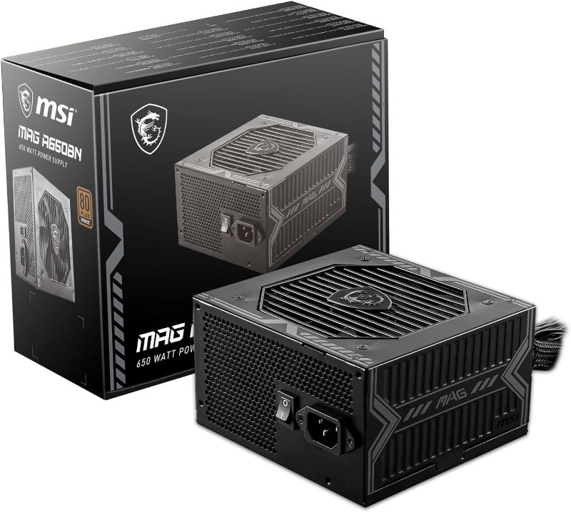 Photo 1 of MSI MAG A650BN Gaming Power Supplyr - 80 Plus Bronze Certified 650W - Compact Size - ATX PSU 650W MAG A650BN