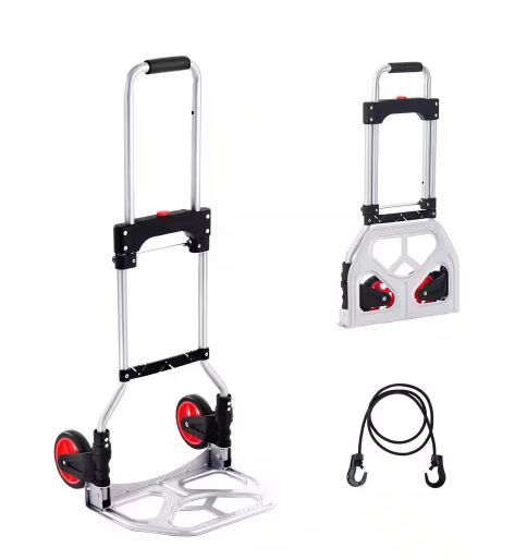 Photo 1 of Folding 176 lbs. Capacity Hand Truck and Dolly Heavy-Duty Luggage Trolley Cart with Telescoping Handle and PP+TPR Wheels

