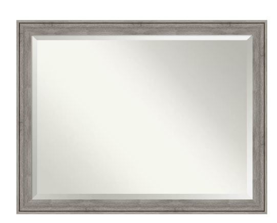 Photo 1 of Regis Barnwood 44.38 in. x 34.38 in. Rustic Rectangle Framed Grey Bathroom Vanity Wall Mirror
