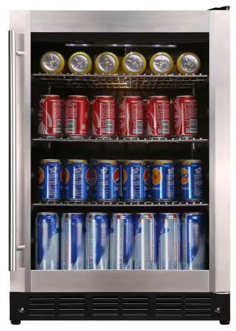 Photo 1 of Beverage 23.4 in. 154 (12 oz.) Can Beverage Cooler, Stainless Steel
