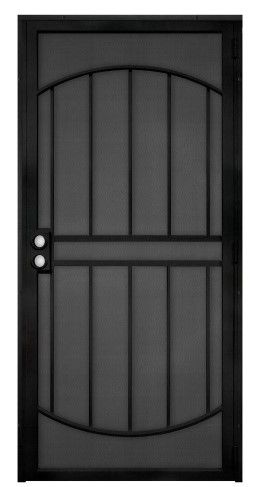 Photo 1 of 36 in. x 80 in. Arcada Black Surface Mount Outswing Steel Security Door with Expanded Metal Screen
