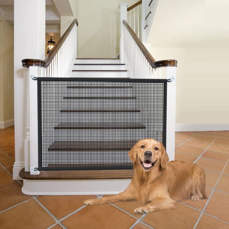Photo 1 of Dog Gate for Stairs Pet Gates for The House: Dogs Screen Mesh Gate for Doorways Stairways Indoor Safety 29 inches Tall, 38 inch Wide
